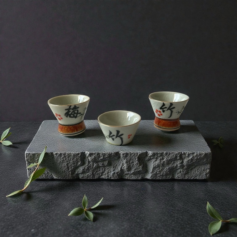 Vintage Japanese Ceramic Tea Cups Set